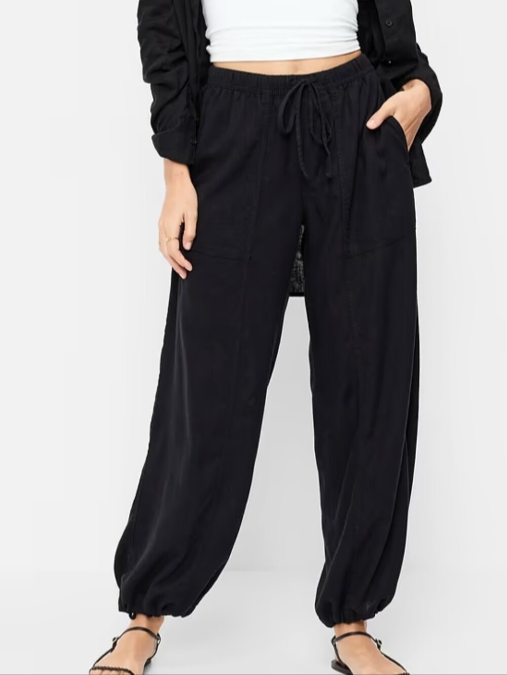 Old Navy Black Woven Drawstring Jogger Pants